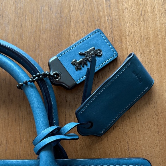 Coach Sky Blue Leather Tote - Picture 4 of 6